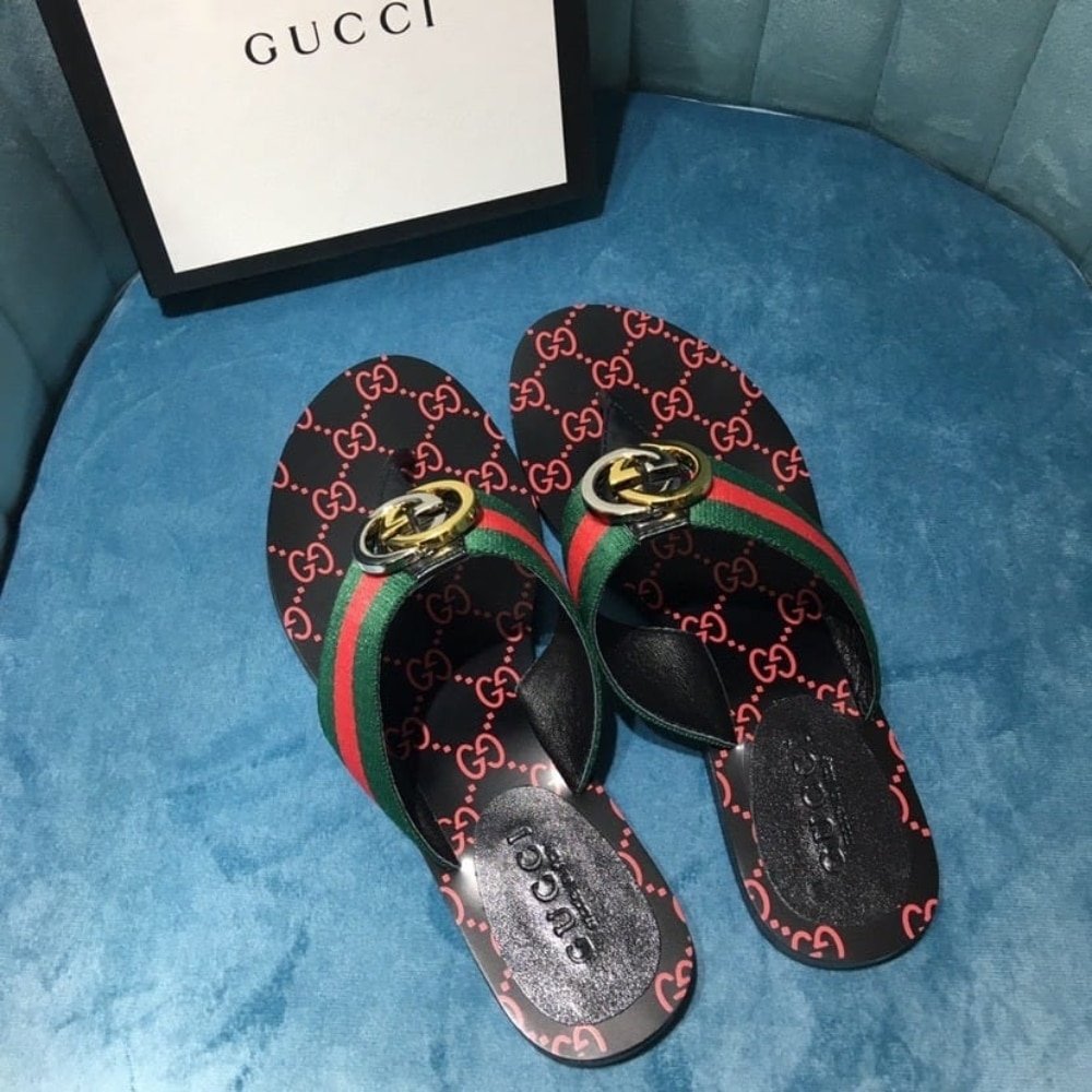 Gucci GG Thong Web Sandal Black 612138 H9020 8476