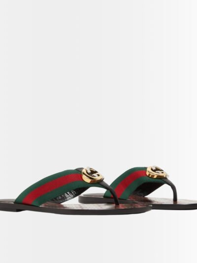 Gucci GG Thong Web Sandal Black 612138 H9020 8476