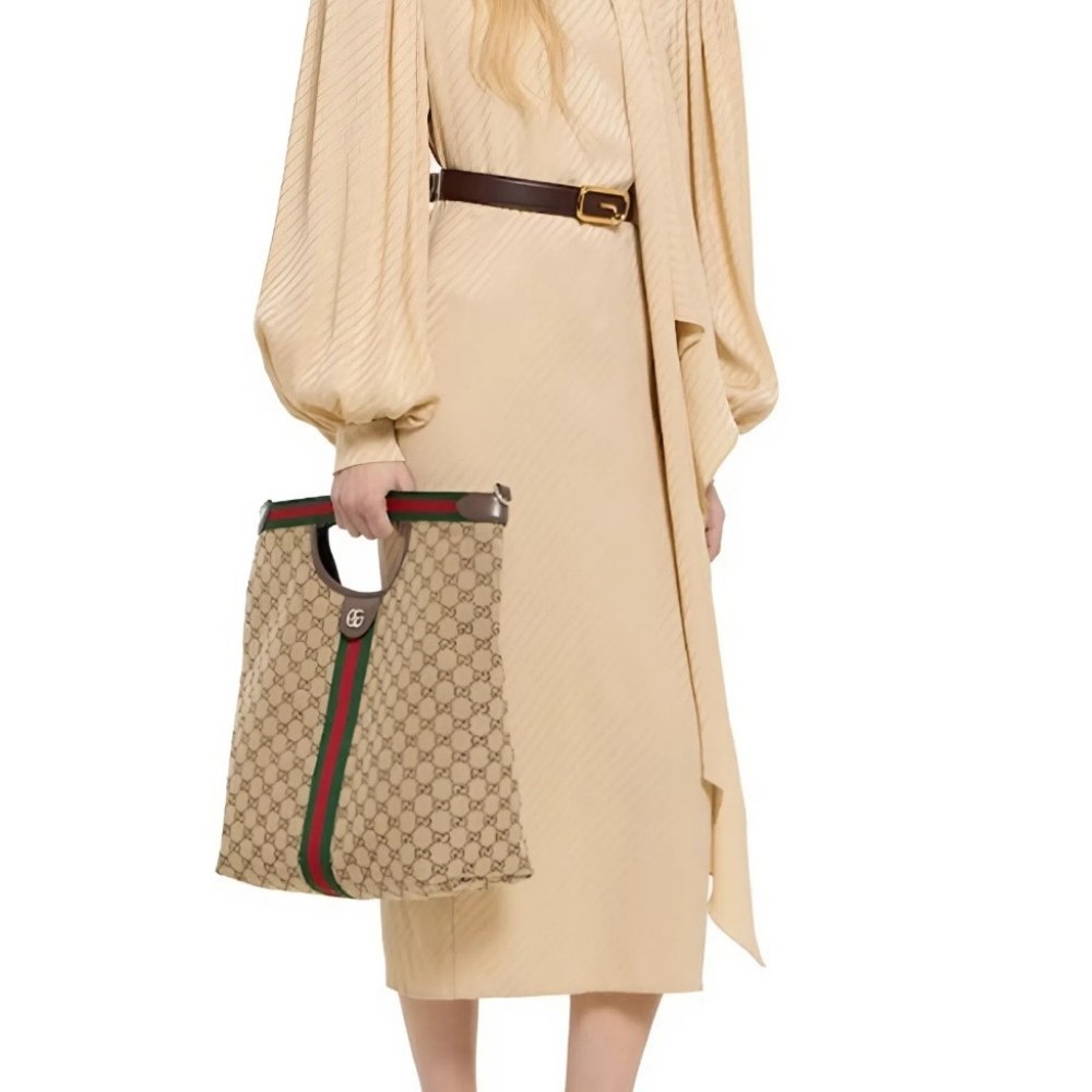 Gucci Giglio Large Tote Bag Beige And Brown GG Canvas 36Cm 865452 FAFZE 9871