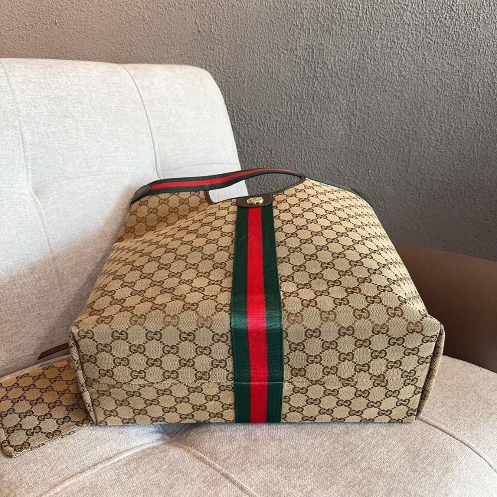 Gucci Giglio Large Tote Bag Beige And Brown GG Canvas 36Cm 865452 FAFZE 9871