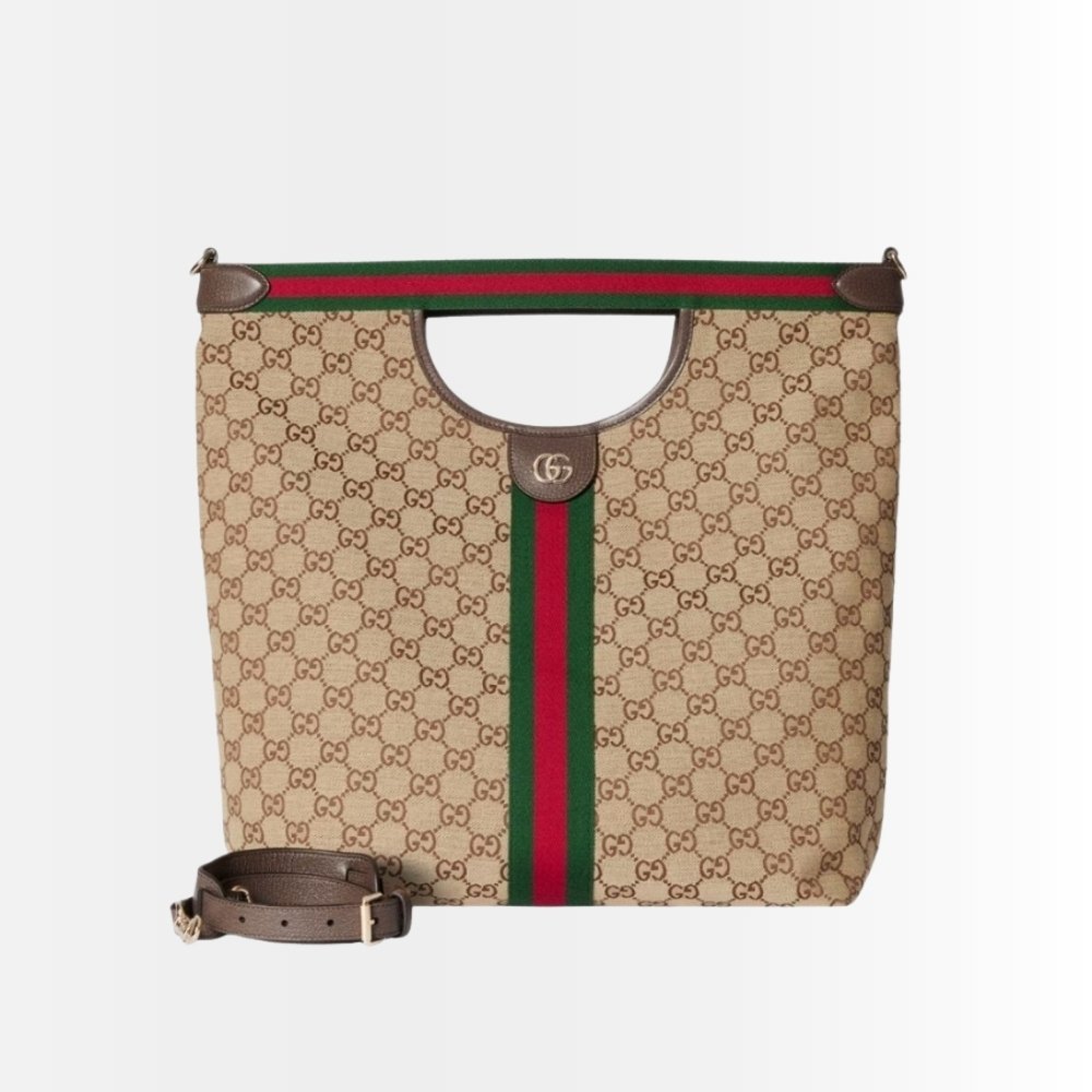 Gucci Giglio Large Tote Bag Beige And Brown GG Canvas 36Cm 865452 FAFZE 9871