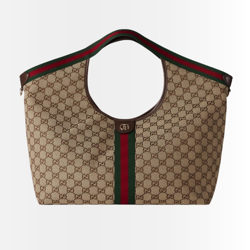 Gucci Giglio Large Tote Bag Beige And Dark Brown GG Canvas 60Cm 853971 FAFFP 2547