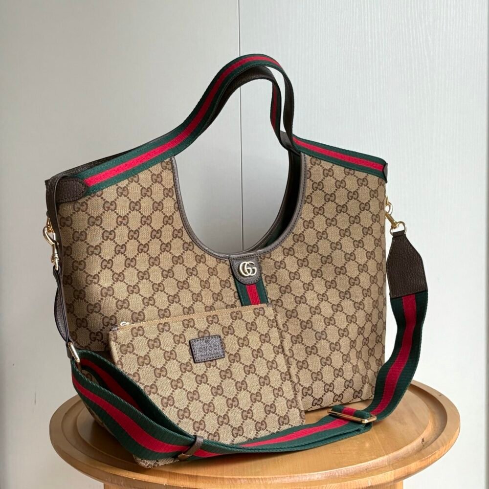 Gucci Giglio Large Tote Bag Beige And Dark Brown GG Canvas 60Cm 853971 FAFFP 2547