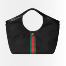 Gucci Giglio Large Tote Bag Black GG Canvas 41Cm 853971 FAFWA 1053