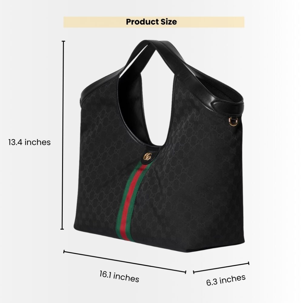 Gucci Giglio Large Tote Bag Black GG Canvas 41Cm 853971 FAFWA 1053