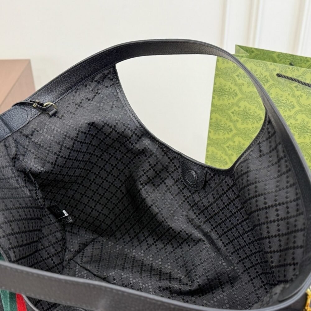 Gucci Giglio Large Tote Bag Black GG Canvas 41Cm 853971 FAFWA 1053