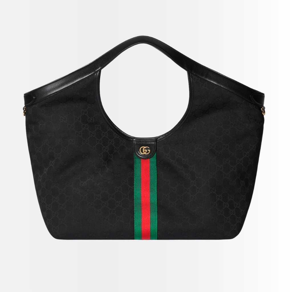 Gucci Giglio Large Tote Bag Black GG Canvas 41Cm 853971 FAFWA 1053