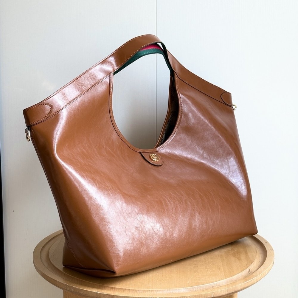 Gucci Giglio Large Tote Bag Dark Brown Leather 60cm 853971 AAF2H 7645