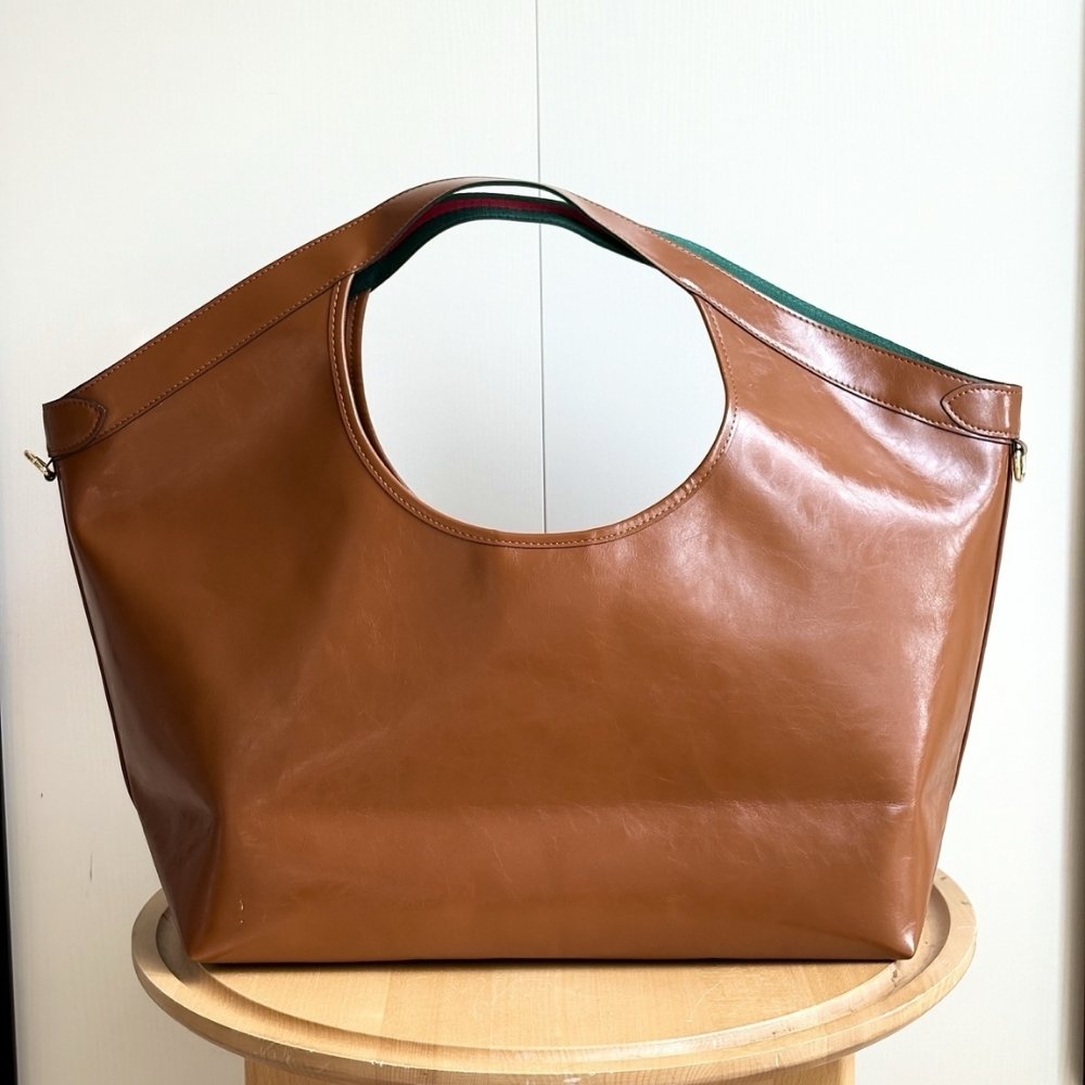Gucci Giglio Large Tote Bag Dark Brown Leather 60cm 853971 AAF2H 7645