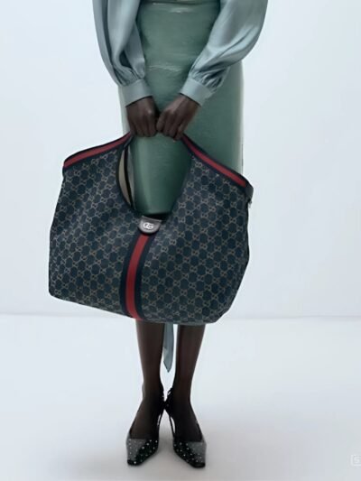 Gucci Giglio Large Tote Bag GG Blue Denim 60Cm ‎853971 FAFFQ 8864