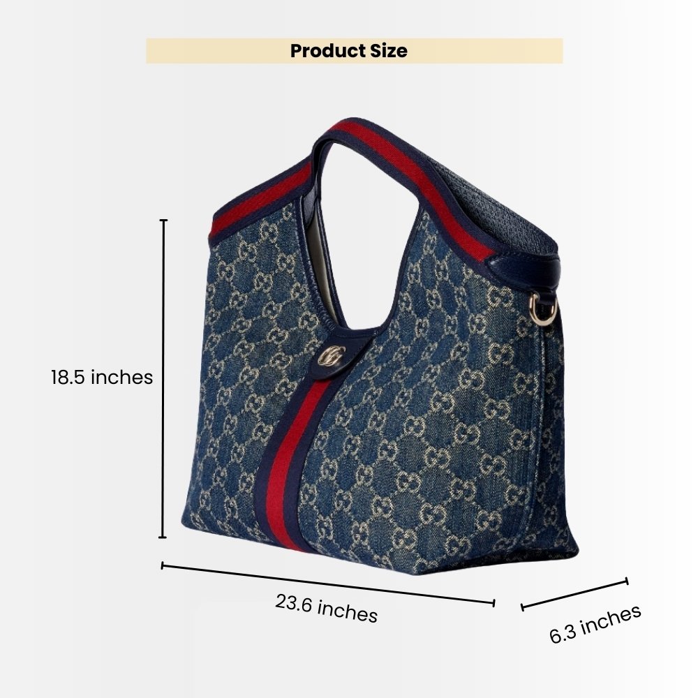 Gucci Giglio Large Tote Bag GG Blue Denim 60Cm 853971 FAFFQ 8864