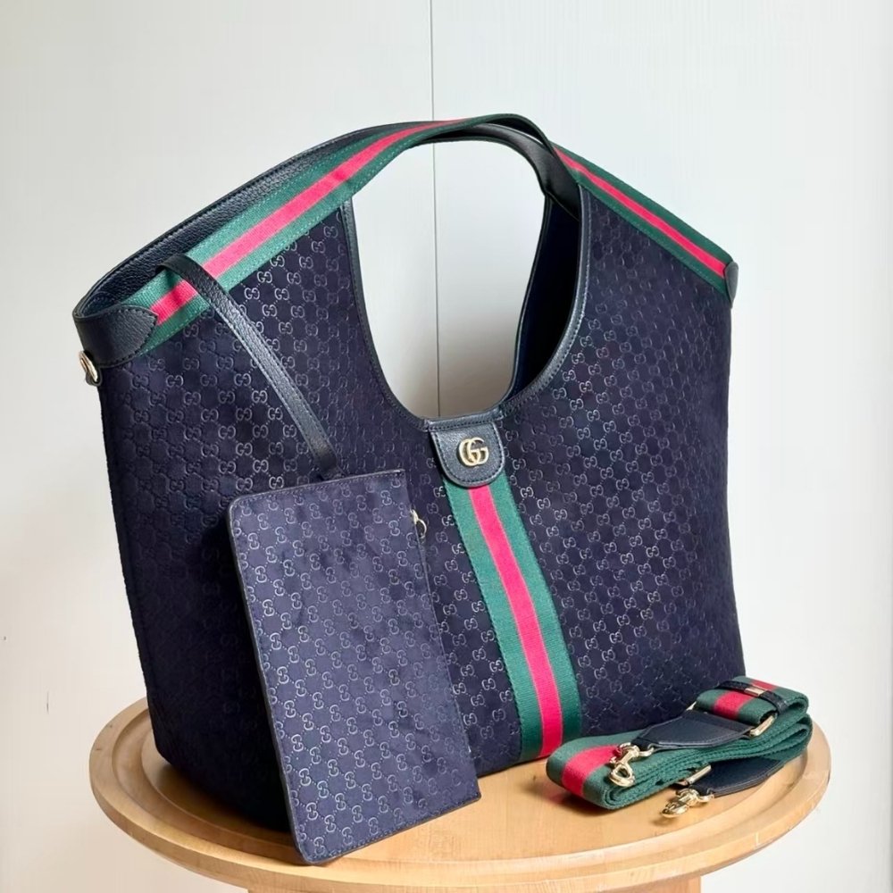 Gucci Giglio Large Tote Bag Navy Blue 60Cm 853971 CAABV 4541