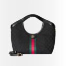 Gucci Giglio Small Tote Bag Black GG Canvas 25Cm 860845 FAFWA 1053