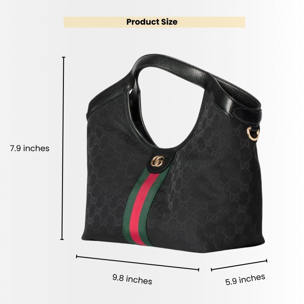 Gucci Giglio Small Tote Bag Black GG Canvas 25Cm 860845 FAFWA 1053