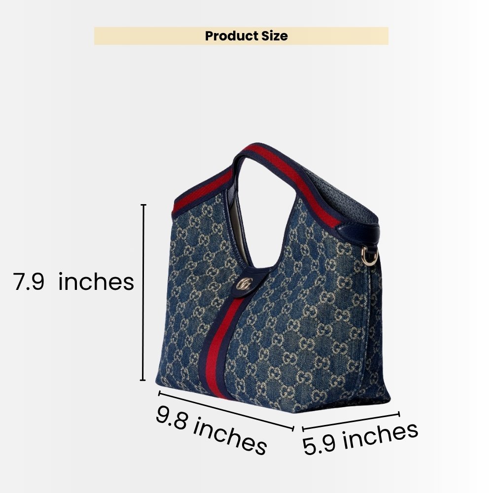 Gucci Giglio Small Tote Bag Blue And White GG Denim 25Cm 860845 FAFRW 8864