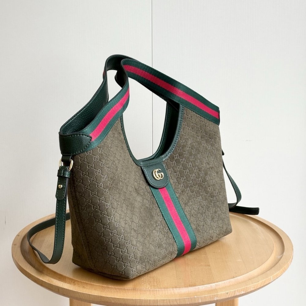 Gucci Giglio Small Tote Bag Dark Green 25Cm