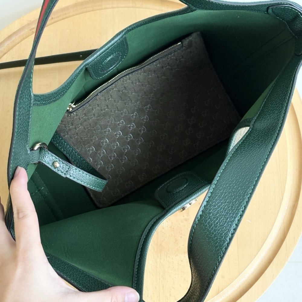 Gucci Giglio Small Tote Bag Dark Green 25Cm