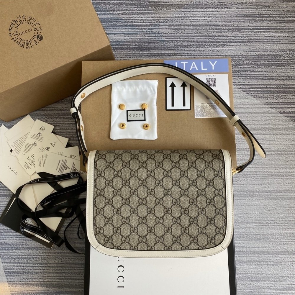 Gucci Horsebit 1955 Medium Bag Beige White 25cm 602204 92TCG 9761