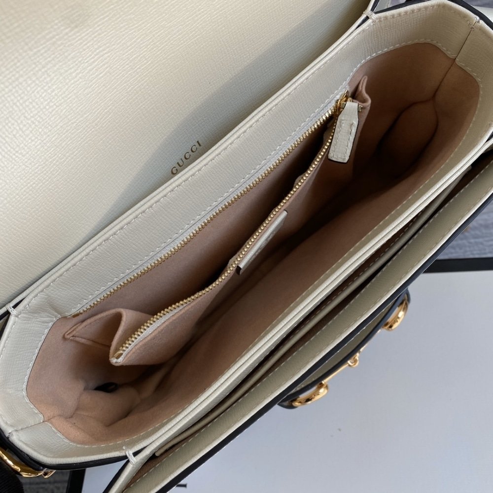 Gucci Horsebit 1955 Medium Bag Beige White 25cm 602204 92TCG 9761