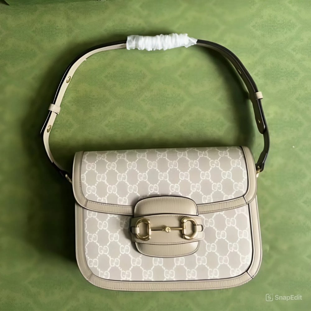 Gucci Horsebit 1955 Medium Bag Beige White 25cm 602204 UULBG 9683