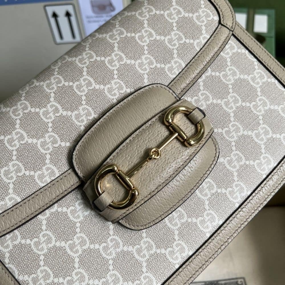 Gucci Horsebit 1955 Medium Bag Beige White 25cm 602204 UULBG 9683