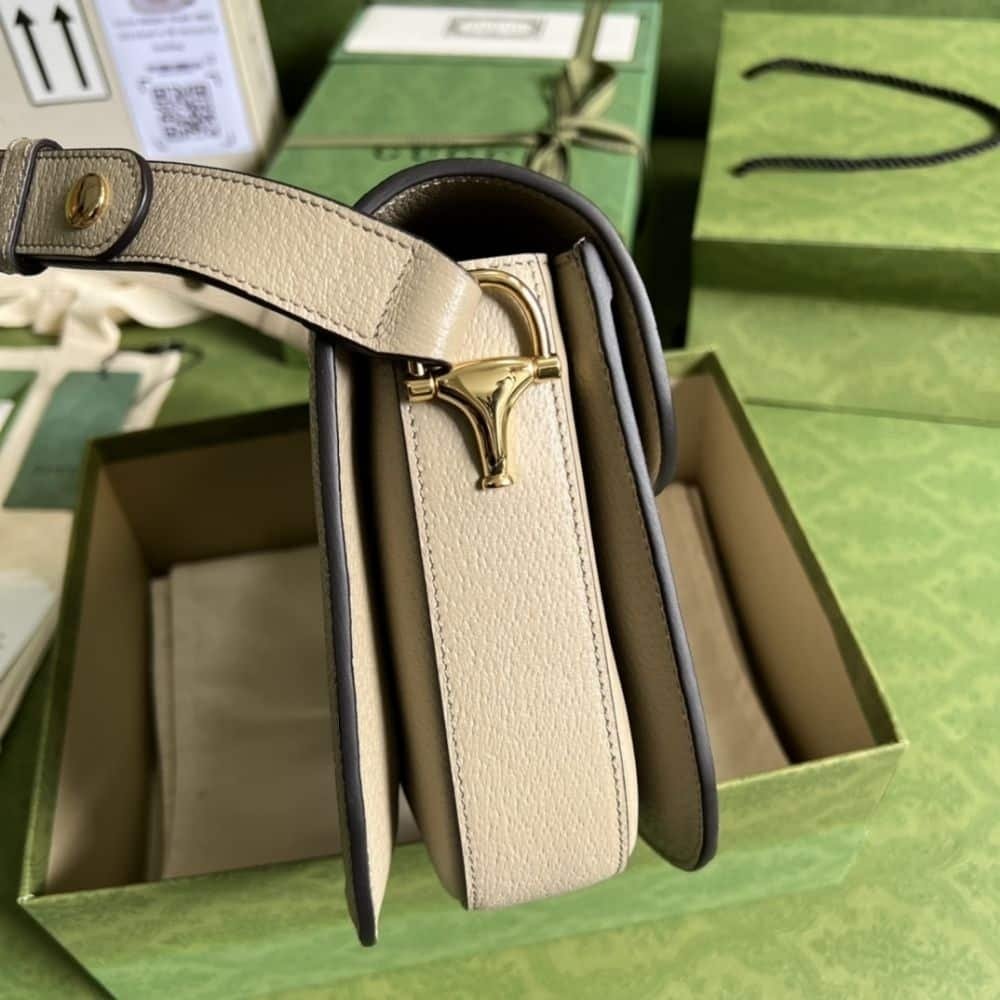 Gucci Horsebit 1955 Medium Bag Beige White 25cm 602204 UULBG 9683