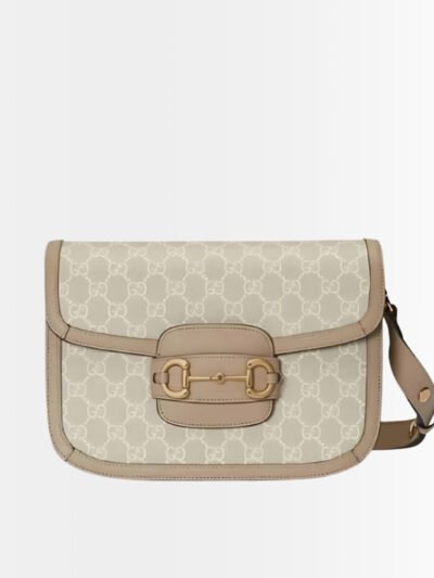 Gucci Horsebit 1955 Medium Bag Beige White 25cm 602204 UULBG 9683