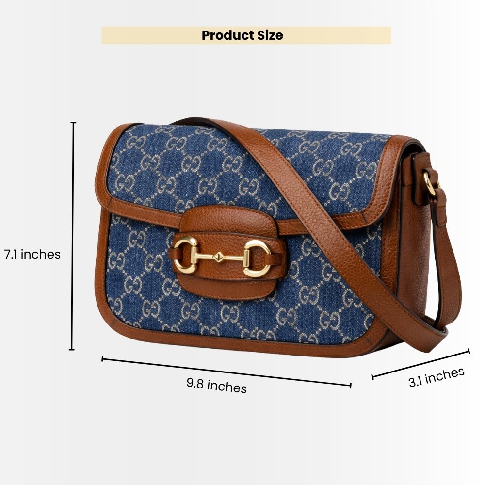 Gucci Horsebit 1955 Medium Monogram Canvas Blue And Ivory 25Cm