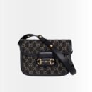 Gucci Horsebit 1955 Medium Original GG Shoulder Bag Black Ivory 25Cm 602204 UN3BG 1274