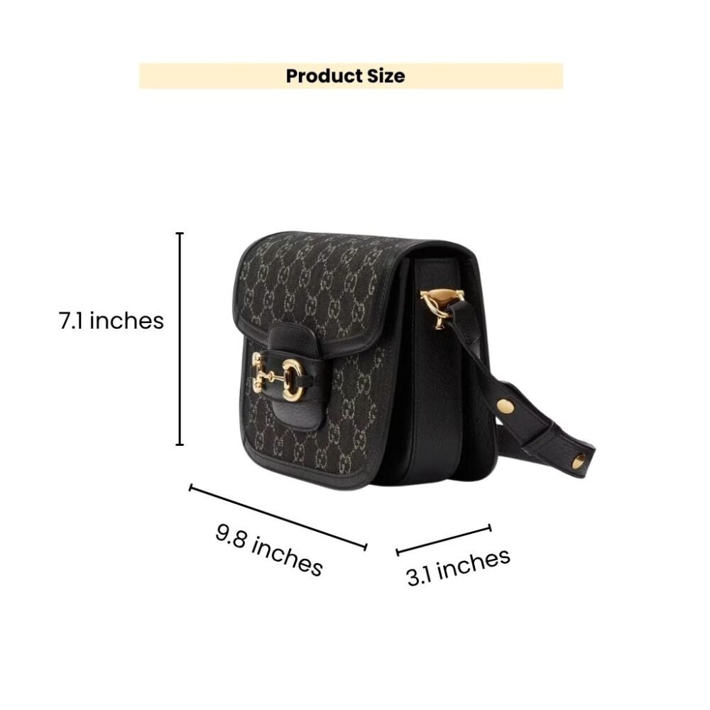 Gucci Horsebit 1955 Medium Original GG Shoulder Bag Black Ivory 25Cm 602204 UN3BG 1274