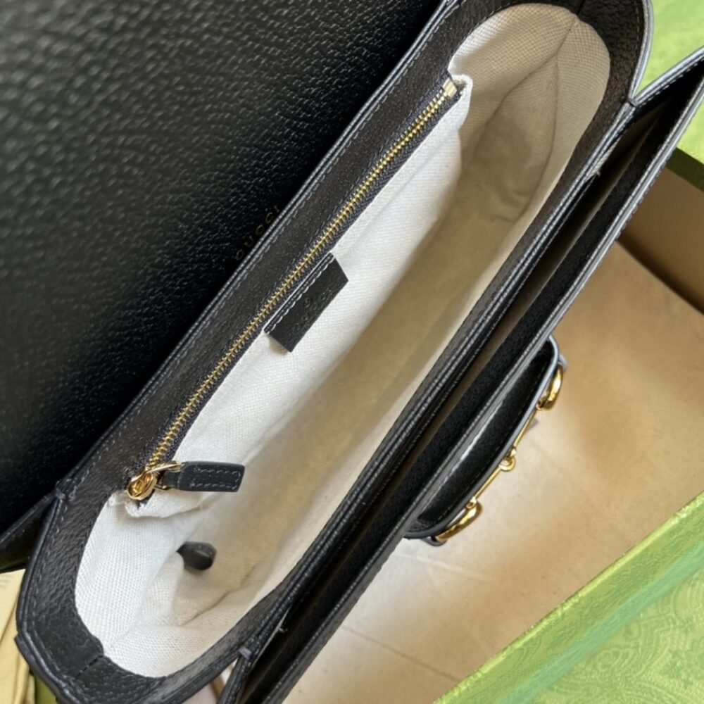 Gucci Horsebit 1955 Medium Original GG Shoulder Bag Black Ivory 25Cm 602204 UN3BG 1274