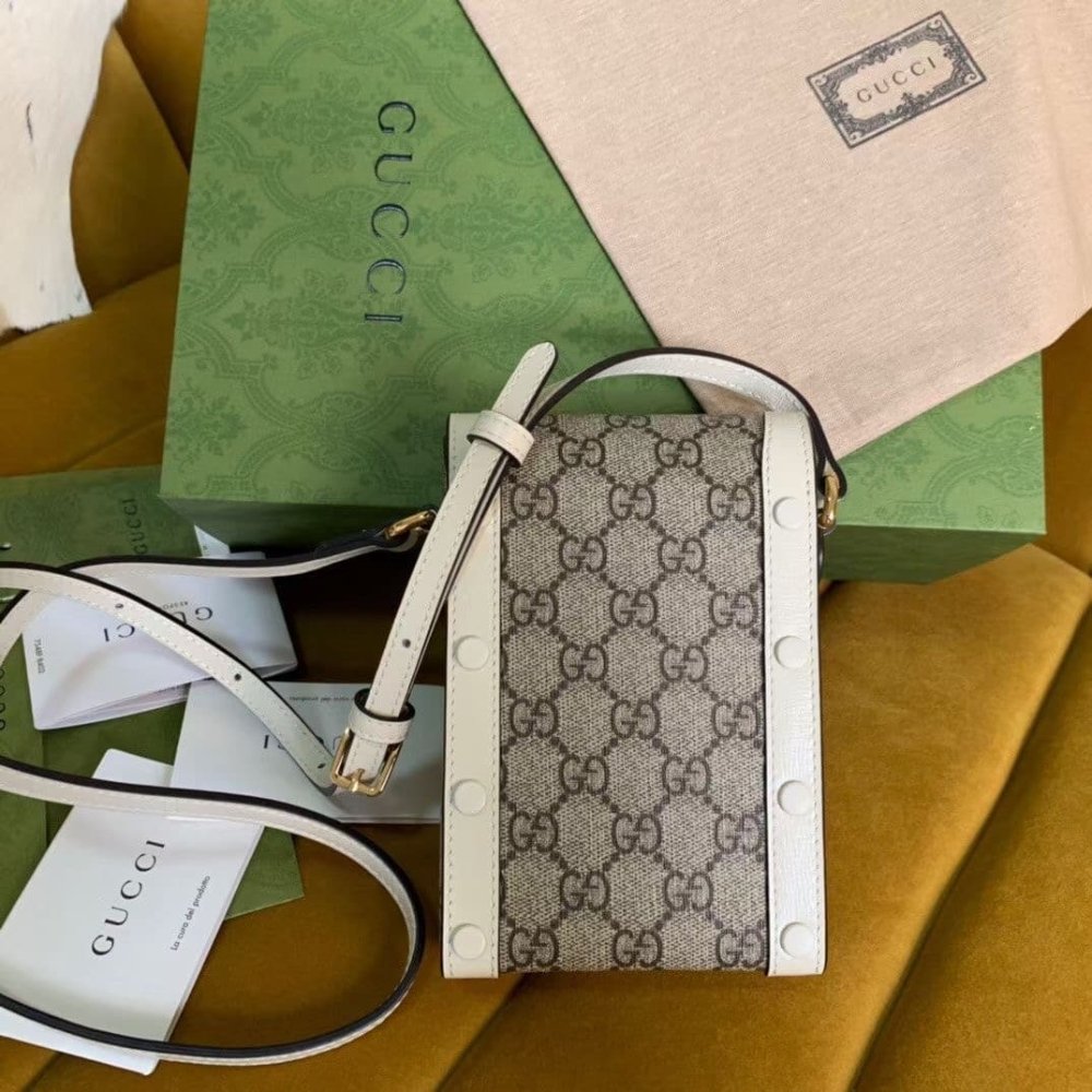 Gucci Horsebit 1955 Mini Bag Beige Ebony White 17Cm 625615 92TCG 9761