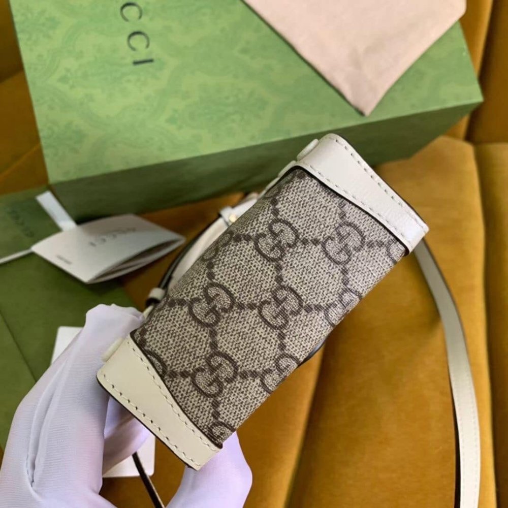 Gucci Horsebit 1955 Mini Bag Beige Ebony White 17Cm 625615 92TCG 9761