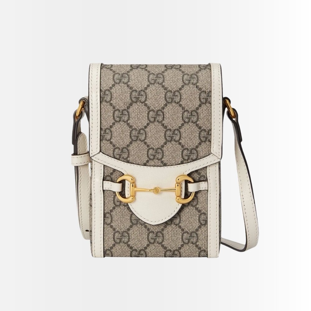 Gucci Horsebit 1955 Mini Bag Beige Ebony White 17Cm 625615 92TCG 9761