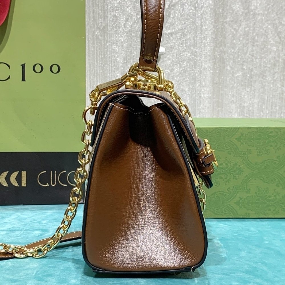 Gucci Horsebit 1955 Mini Top Handle Bag Light Brown 22Cm 703848 9AAAJ 8563