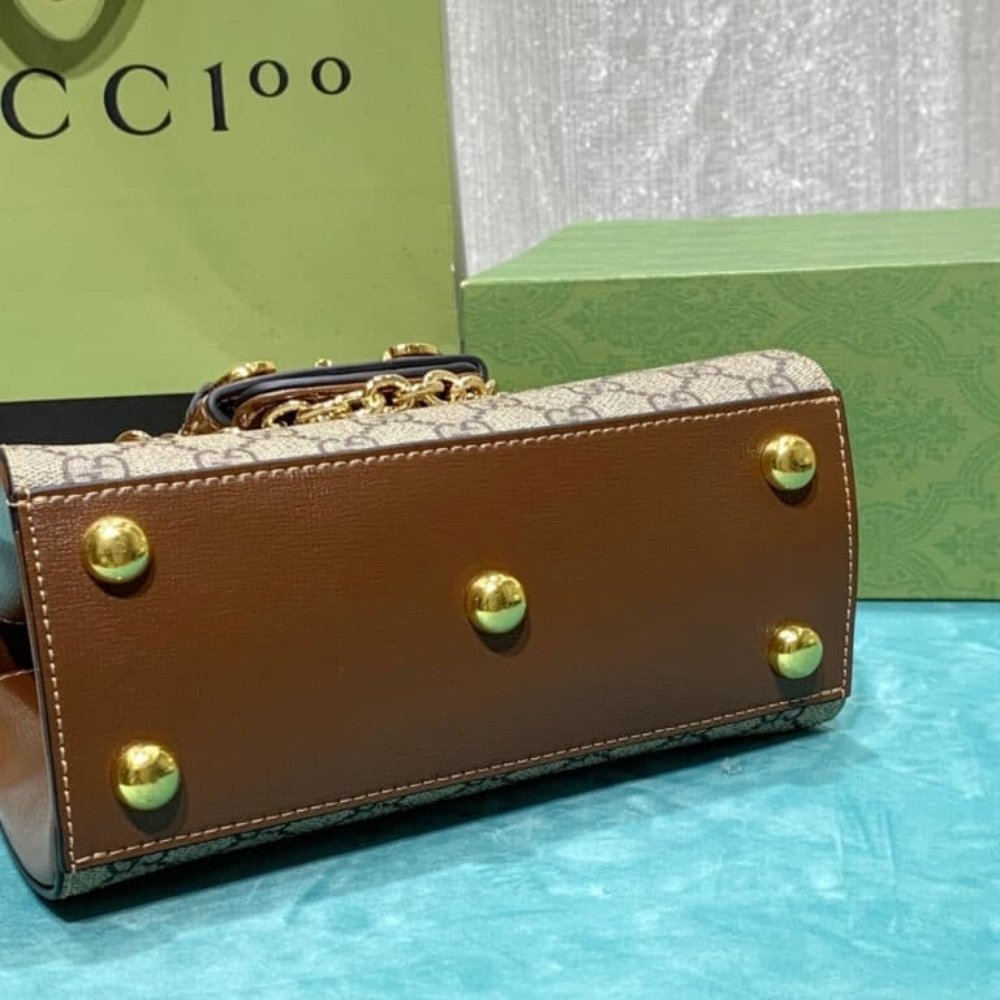 Gucci Horsebit 1955 Mini Top Handle Bag Light Brown 22Cm 703848 9AAAJ 8563