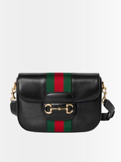 Gucci Horsebit 1955 Small Shoulder Bag Black Leather 21cm 866762 AAGIQ 1053