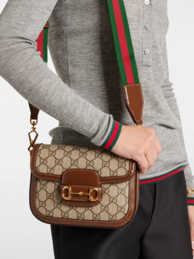 Gucci Horsebit 1955 Small Shoulder Bag GG Supreme Canvas Beige Brown 20Cm 658574 HUHHG 8565
