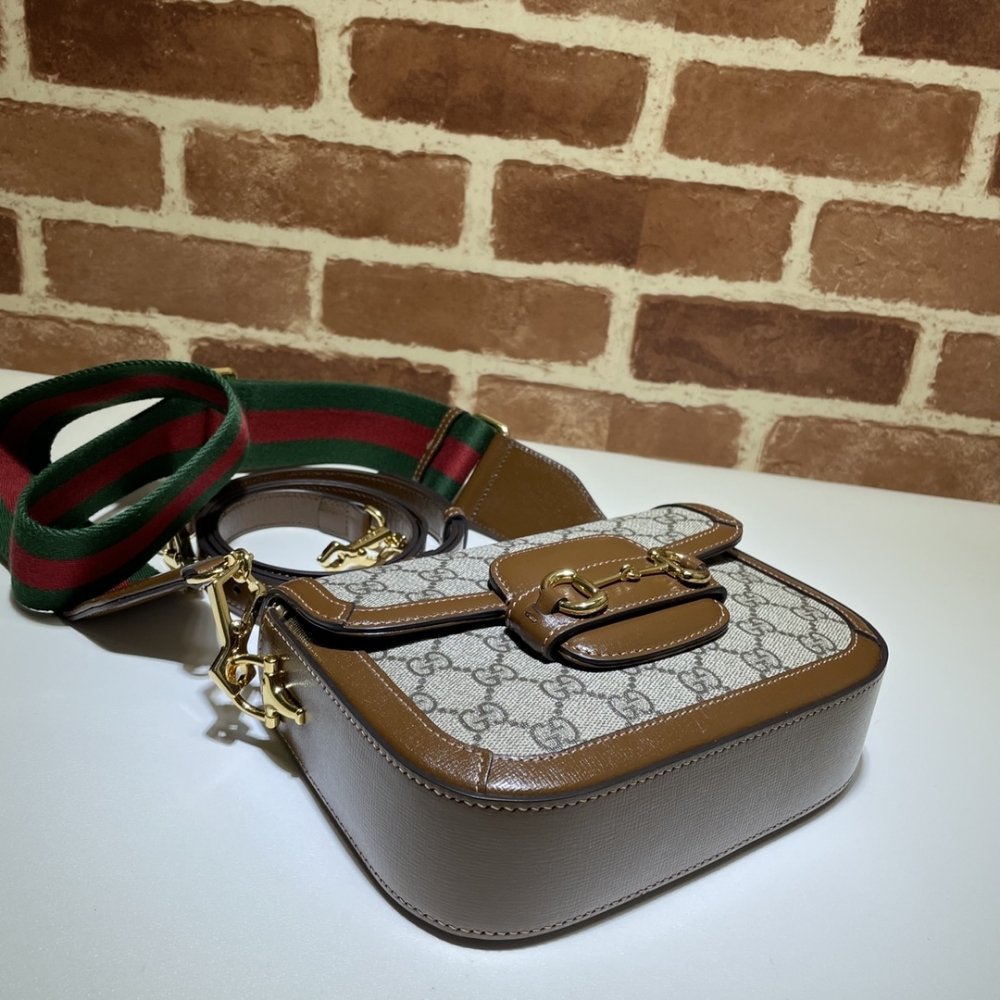 Gucci Horsebit 1955 Small Shoulder Bag GG Supreme Canvas Beige Brown 20Cm 658574 HUHHG 8565