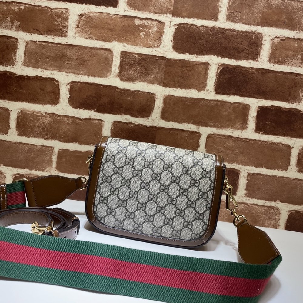 Gucci Horsebit 1955 Small Shoulder Bag GG Supreme Canvas Beige Brown 20Cm 658574 HUHHG 8565