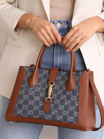 Gucci Jackie 1961 Medium Original GG Dark Denim Blue 30Cm 649016 2KQGG 8375