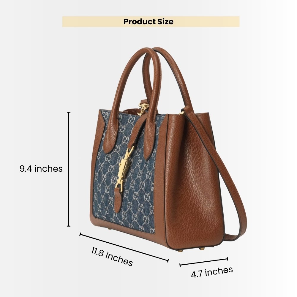 Gucci Jackie 1961 Medium Original GG Dark Denim Blue 30Cm 649016 2KQGG 8375