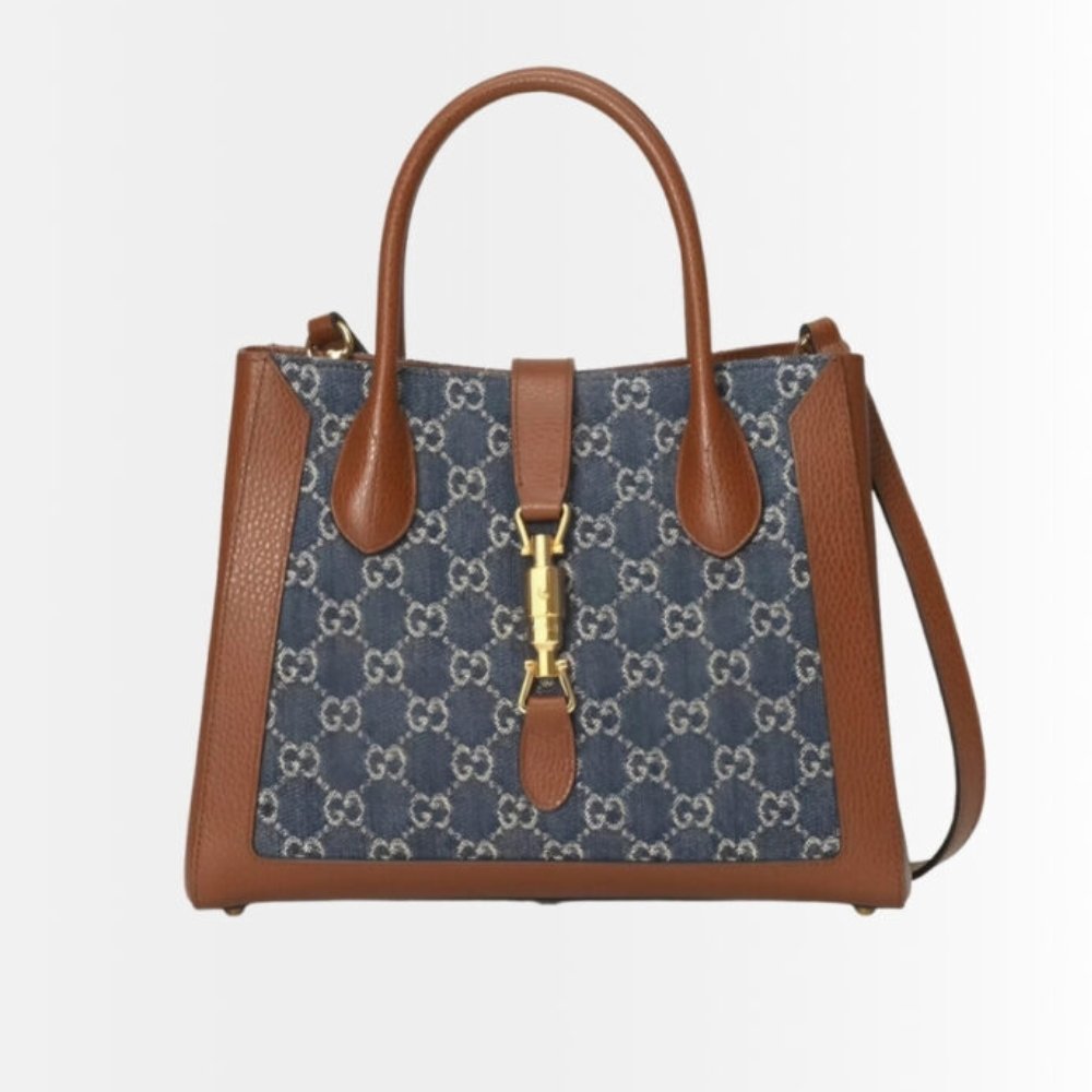Gucci Jackie 1961 Medium Original GG Dark Denim Blue 30Cm 649016 2KQGG 8375