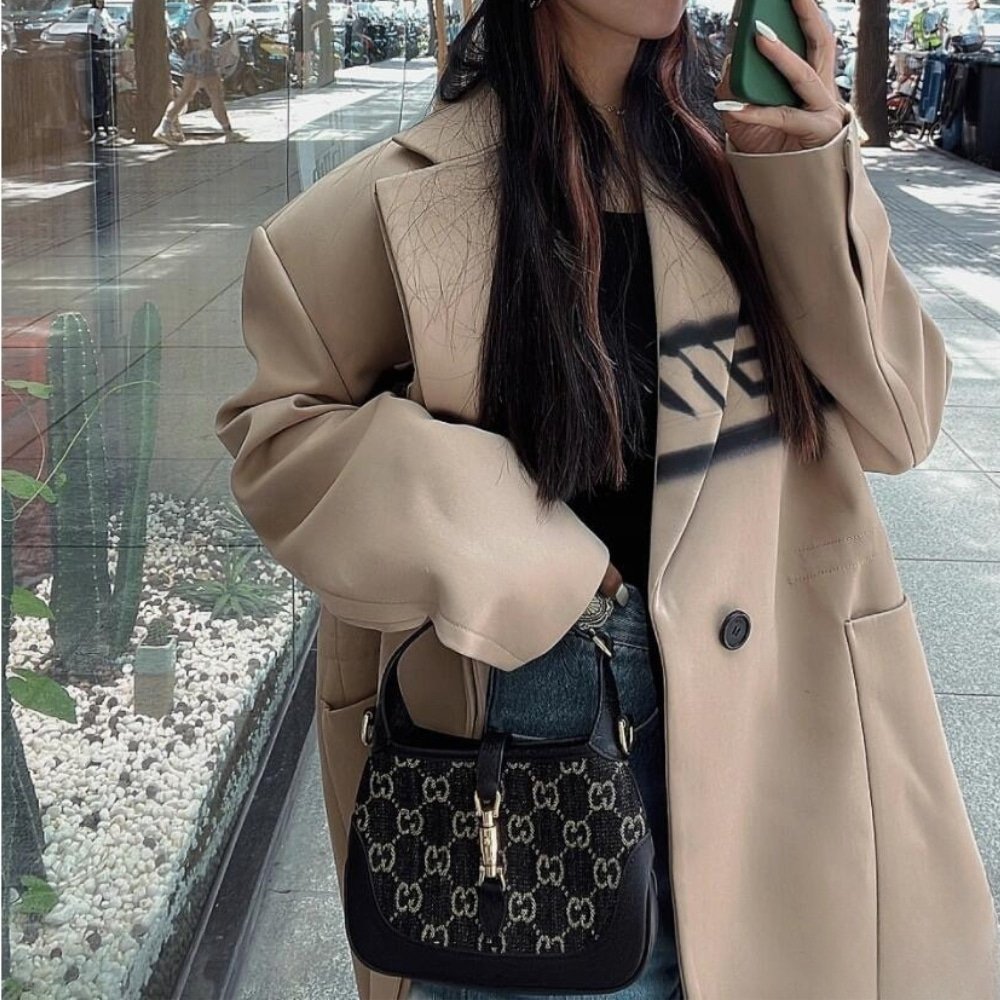 Gucci Jackie 1961 Medium Shoulder Bag Black And Ivory 28cm 685127 UN3AG 1294