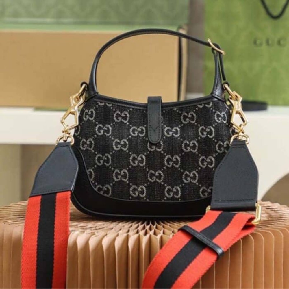 Gucci Jackie 1961 Medium Shoulder Bag Black And Ivory 28cm 685127 UN3AG 1294
