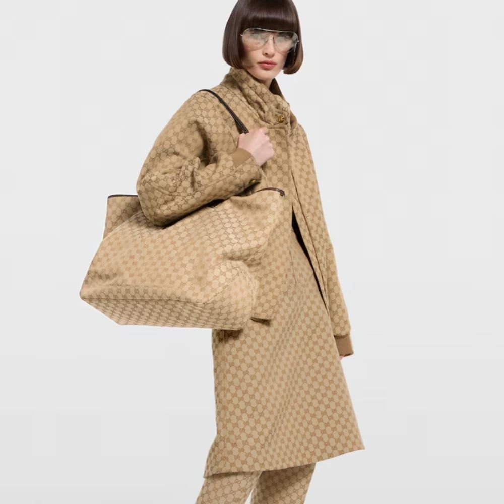 Gucci Jackie Large Tote Bag Sand And Dark Brown 45Cm 867014 FAFV2 9651