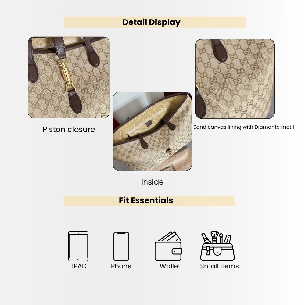 Gucci Jackie Large Tote Bag Sand And Dark Brown 45Cm 867014 FAFV2 9651