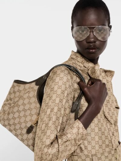 Gucci Jackie Mercato Small Tote Bag Beige And Brown 25Cm 866646 FAFV2 9651