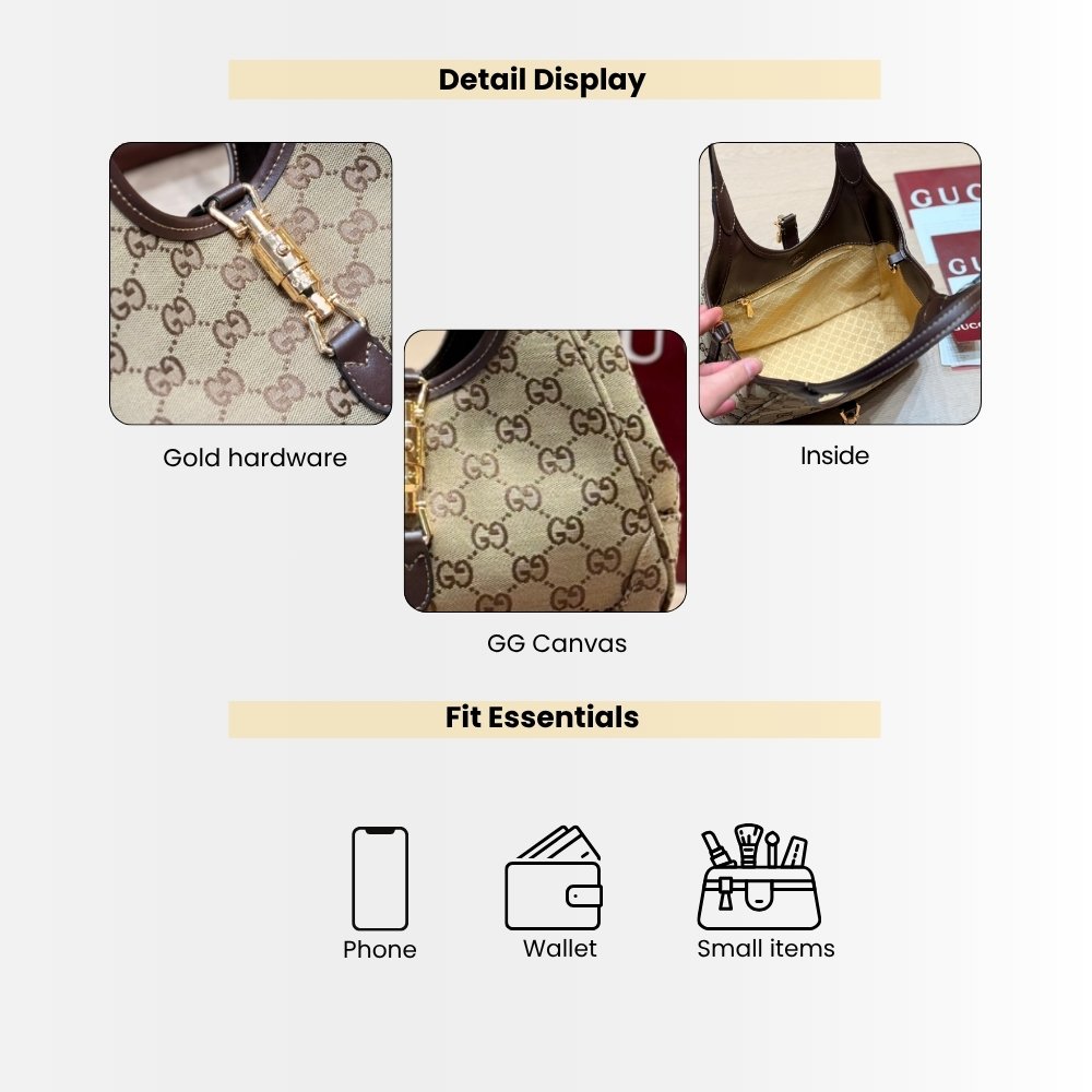 Gucci Jackie Mercato Small Tote Bag Beige And Brown 25Cm 866646 FAFV2 9651