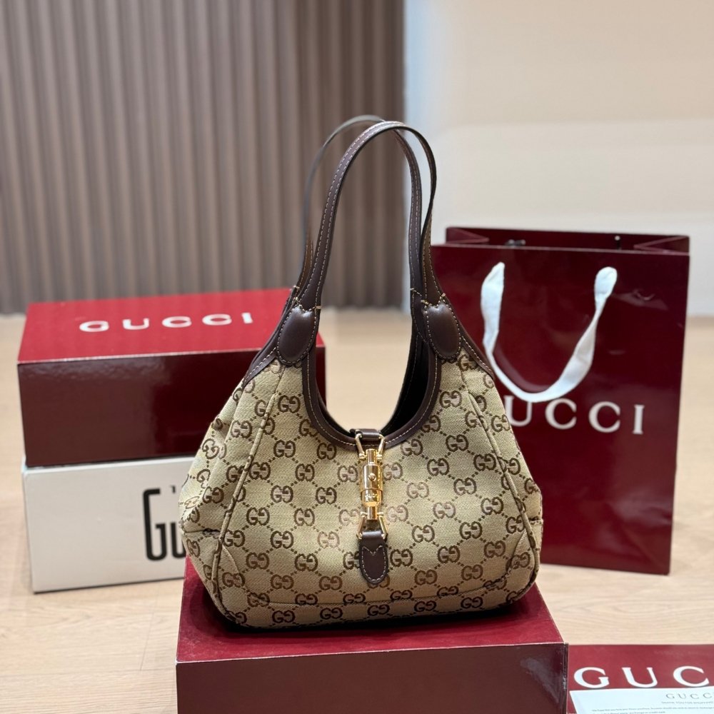 Gucci Jackie Mercato Small Tote Bag Beige And Brown 25Cm 866646 FAFV2 9651